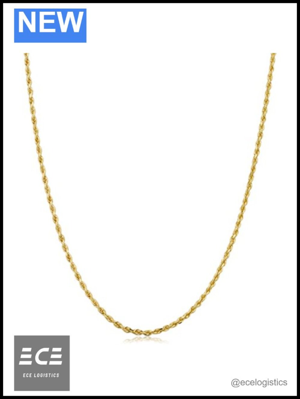 10k Solid Yellow Gold 1.5mm Rope Chain Necklace 22" Spring Ring Clasp